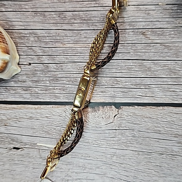 NWT JESSICA SIMPSON MULTI-CHAIN BRAIDED BAND GOLD TONE RECTANGLE WATCH - Picture 7 of 14